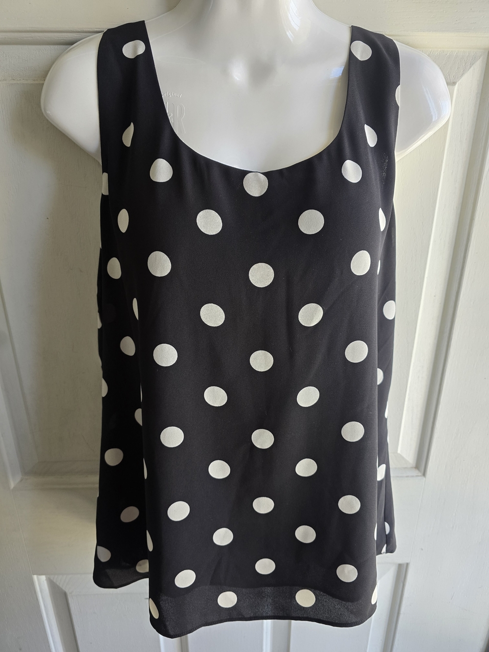 Anne Klein Black Polka Dot Scoop Neck Camisole